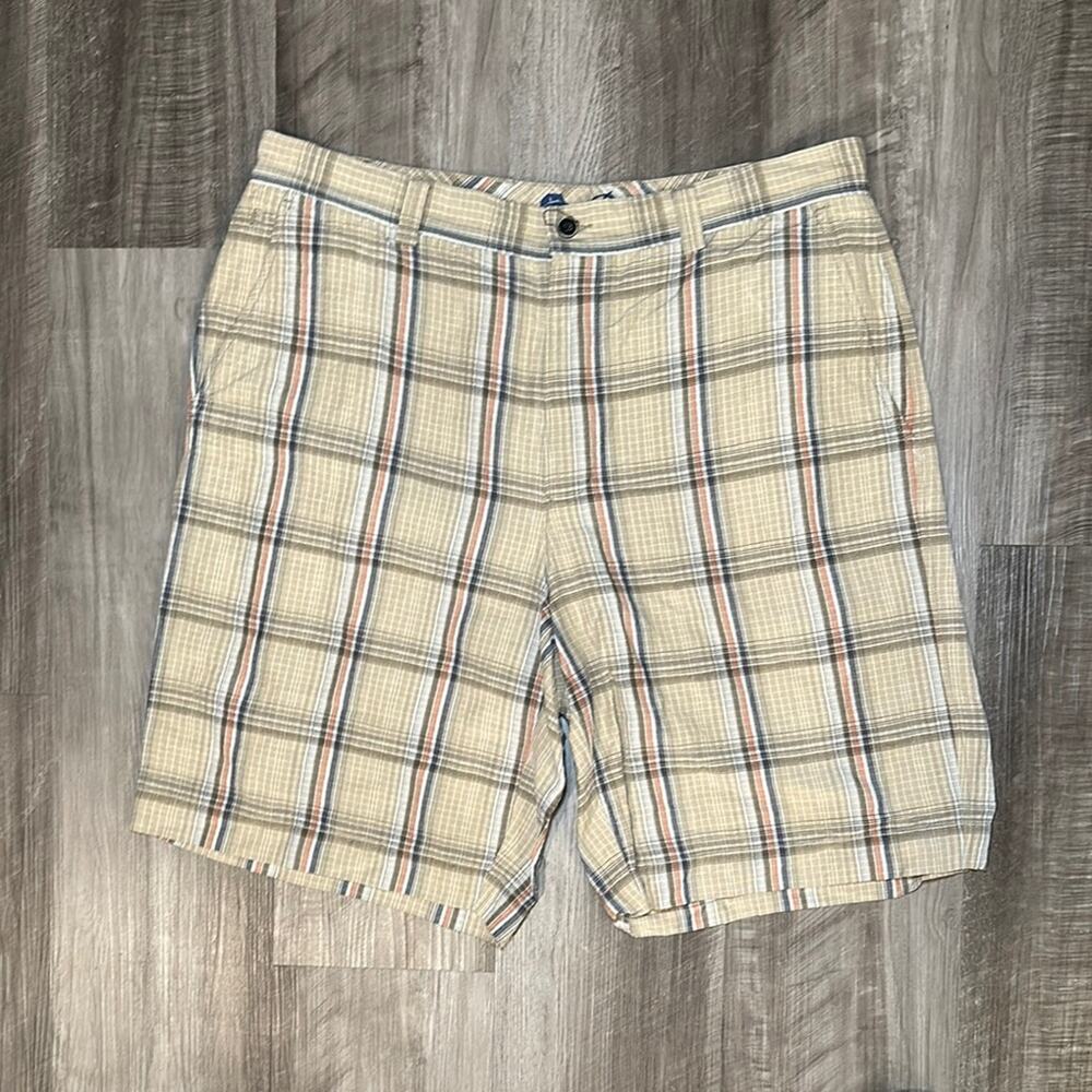 Tommy Bahama Linen Silk Blend Checkered Plaid Shorts - 36